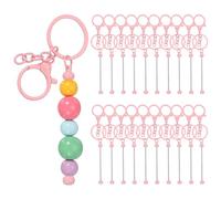 PATIKIL 20Pcs Beadable Keychains, Metal DIY Beaded Keychain Making Kit with Key Rings Blank Chain Bars with Lobster Hook for DIY Crafts Jewelry Charms, Candy Pink