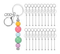 PATIKIL 20Pcs Beadable Keychains, Metal DIY Beaded Keychain Making Kit with Key Rings Blank Chain Bars with Lobster Hook for DIY Crafts Jewelry Charms, Silver