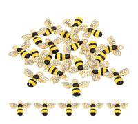 PATIKIL 20pcs Bees Charm, Bees Charm Pendants Enamel Small Bulk Resin Alloy Rhinestone for Making s Gift, Black Yellow