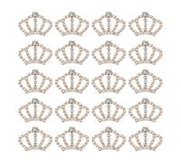PATIKIL 20Pcs Crown Charms, 1.3" x 0.98" Mini Metal Rhinestone Crystal Crown Embellishments Bulk DIY Handmade Phone Case Clothes Decor Party, Gold Tone