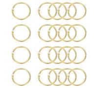 PATIKIL 20Pcs Loose Leaf Binder Rings, 1.7 Inch Metal Open Card Rings Heavy Duty Book Rings for Key Index Card Rings Paper Rings Office, Gold Tone