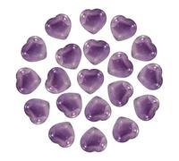 PATIKIL 20Pcs Natural Heart Shaped Crystal Stone, 0.6 Inch 3/8" Thick Mini Polished Love Gemstone Crystal, Pocket Rock Engraved Worry Stones for Women Gifts Meditation, Amethyst Crystal