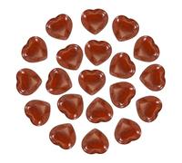 PATIKIL 20Pcs Natural Heart Shaped Crystal Stone, 0.6 Inch 3/8" Thick Mini Polished Love Gemstone Crystal, Pocket Rock Engraved Worry Stones for Women Gifts Meditation, Red Jasper