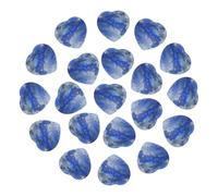 PATIKIL 20Pcs Natural Heart Shaped Crystal Stone, 0.6 Inch 5/16" Thick Mini Polished Love Gemstone Crystal, Pocket Rock Engraved Worry Stones for Women Gift Meditation, Sea Blue