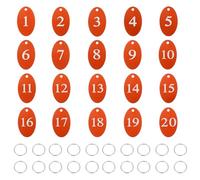 PATIKIL 20PCS Number Tags 1-20, Table Number Key Tags Aluminum Numbered Keychain Metal Oval with Key Rings for Organizer Field Sales Hangers Clothes Labels ID, Orange