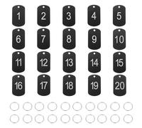 PATIKIL 20PCS Number Tags 1-20, Table Number Key Tags Aluminum Numbered Keychain Metal Rectangle with Key Rings for Organizer Field Sales Hangers Clothes Labels ID, Black