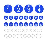 PATIKIL 20PCS Number Tags 1-20, Table Number Key Tags Plastic Numbered Keychain with Key Rings for Organizer Field Sales Hangers Clothes Labels ID, Blue
