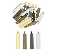 PATIKIL 20Pcs Pendant Trays for Jewelry Making, 10 x 50mm Blank Pendants Zinc Alloy Rectangular Bezel Settings Flat Base for Necklace Bracelet Charm, Dark Silver/Gold/Bronze/Black