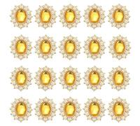 PATIKIL 20Pcs Rhinestone Buttons, Flatback Sew on Rhinestones with Metal Base Mirror Gems for Crafting Embellishments for Clothes Shoes Hats Bags, Yellow