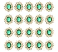 PATIKIL 20Pcs Rhinestone Buttons, Flatback Sew on Rhinestones with Metal Base Mirror Gems for Crafting Embellishments for Clothes Shoes Hats Bags, Dark Green