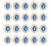 PATIKIL 20Pcs Rhinestone Buttons, Flatback Sew on Rhinestones with Metal Base Mirror Gems for Crafting Embellishments for Clothes Shoes Hats Bags, Dark Blue