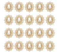 PATIKIL 20Pcs Rhinestone Buttons, Flatback Sew on Rhinestones with Metal Base Mirror Gems for Crafting Embellishments for Clothes Shoes Hats Bags, Glossy Pearl