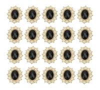 PATIKIL 20Pcs Rhinestone Buttons, Flatback Sew on Rhinestones with Metal Base Mirror Gems for Crafting Embellishments for Clothes Shoes Hats Bags, Black