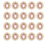 PATIKIL 20Pcs Rhinestone Buttons, Flatback Sew on Rhinestones with Metal Base Mirror Gems for Crafting Embellishments for Clothes Shoes Hats Bags, Light Pink