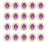PATIKIL 20Pcs Rhinestone Buttons, Flatback Sew on Rhinestones with Metal Base Mirror Gems for Crafting Embellishments for Clothes Shoes Hats Bags, Purple