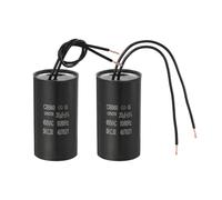 PATIKIL 20uf CBB60 Run Capacitor, 2 Pcs AC 450V 2 Wires 50/60Hz Motor Running Capacitor 70x37x70, Black