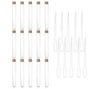 PATIKIL 20x150mm (30ml) Plastic Test Tubes with Cork Stoppers, 20Pcs Clear Liquid Vials and 10Pcs 2ml Liquid Droppers, Small Containers for Bead Bath Salt Liquid Storage