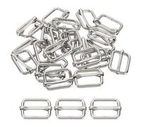PATIKIL 20x37mm Slide Buckle, 24 Pcs Metal Adjustable Webbing Tri-Glide Strap Adjuster for Backpack Bag Making Purse DIY Accessories Belt Hardware, Silver Tone