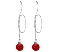 PATIKIL 21 Inch Ceiling Fan Pull Chain Extender Sets, 2 Pcs Crystal Ice Crack Ball Beaded Ball Fan Pull Chain with Ball Chain Connector, Red