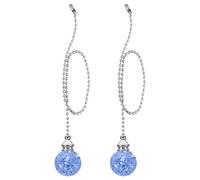 PATIKIL 21 Inch Ceiling Fan Pull Chain Extender Sets, 2 Pcs Crystal Ice Crack Ball Beaded Ball Fan Pull Chain with Ball Chain Connector, Light Blue