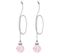 PATIKIL 21 Inch Ceiling Fan Pull Chain Extender Sets, 2 Pcs Crystal Ice Crack Ball Beaded Ball Fan Pull Chain with Ball Chain Connector, Pink