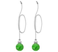 PATIKIL 21 Inch Ceiling Fan Pull Chain Extender Sets, 2 Pcs Crystal Ice Crack Ball Beaded Ball Fan Pull Chain with Ball Chain Connector, Green