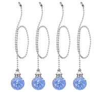 PATIKIL 21 Inch Ceiling Fan Pull Chain Extender Sets, 4 Pcs Crystal Ice Crack Ball Beaded Ball Fan Pull Chain with Ball Chain Connector, Light Blue