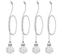 PATIKIL 21 Inch Ceiling Fan Pull Chain Extender Sets, 4 Pcs Crystal Ice Crack Ball Beaded Ball Fan Pull Chain with Ball Chain Connector, Clear