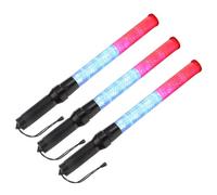 PATIKIL 21 Inch Traffic Wands, 3 Pcs 2 Flashing Modes LED Warning Light Police Signal Controller with Wrist Lanyard for Car Direct, Traffic, Airport, Parking Guide, Red/Blue