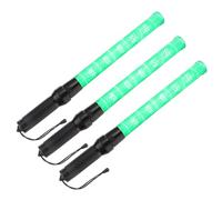 PATIKIL 21 Inch Traffic Wands, 3 Pcs 2 Flashing Modes LED Warning Light Police Signal Controller with Wrist Lanyard for Car Direct, Traffic, Airport, Parking Guide, Green