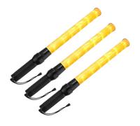 PATIKIL 21 Inch Traffic Wands, 3 Pcs 2 Flashing Modes LED Warning Light Police Signal Controller with Wrist Lanyard for Car Direct, Traffic, Airport, Parking Guide, Yellow