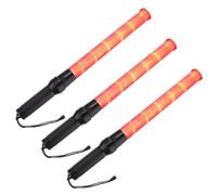 PATIKIL 21 Inch Traffic Wands, 3 Pcs 2 Flashing Modes LED Warning Light Police Signal Controller with Wrist Lanyard for Car Direct, Traffic, Airport, Parking Guide, Red