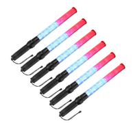 PATIKIL 21 Inch Traffic Wands, 6 Pcs 2 Flashing Modes LED Warning Light Police Signal Controller with Wrist Lanyard for Car Direct, Traffic, Airport, Parking Guide, Red/Blue