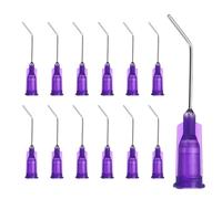PATIKIL 21Ga Angled Dispensing Needles, 25Pcs 1Inch 45° Curved Industrial Blunt Tip Dispensing Needle Tips with Luer Lock Needle for Refilling Liquid Inks Adhesive Glue Oil, Purple