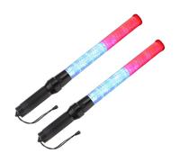 PATIKIL 21inch Traffic Wands, 2Pcs 2 Flashing Modes LED Warning Light Police Signal Controller Baton Lamp with Wrist Lanyard for Car Direct, Traffic, Airport, Parking Guide, Red Blue