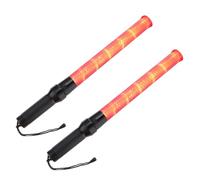 PATIKIL 21inch Traffic Wands, 2Pcs 2 Flashing Modes LED Warning Light Police Signal Controller Baton Lamp with Wrist Lanyard for Car Direct, Traffic, Airport, Parking Guide, Red