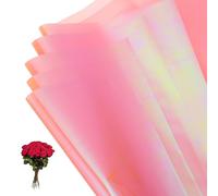 PATIKIL 22.8 x 22.8 Inch Flower Wrapping Paper, 10 Pcs Iridescent Double Sided Plastic Bouquet Packaging Waterproof Florist Supplies DIY Crafts Gift Packaging Gift Box Wedding, Light Pink