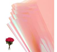 PATIKIL 22.8 x 22.8 Inch Flower Wrapping Paper, 20 Pcs Iridescent Double Sided Plastic Bouquet Packaging Waterproof Florist Supplies DIY Crafts Gift Packaging Gift Box Wedding, Pink