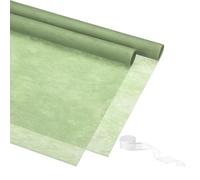 PATIKIL 22.8"x22.8" Flower Wrapping Paper, 20 Sheets Non-Woven Waterproof Florist Floral Bouquet Wrap Paper Korean Style with 1 Roll Ribbon for DIY Crafts Gift Packing, Green
