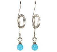 PATIKIL 22" Ceiling Fan Pull Chain, 2 Pcs Crystal Pull Chain Fan Connector Vintage Ceiling Fan Ornament Fan Chains Extender for Ceiling Light Lamp Fans, Lake Blue (Ball)