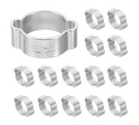 PATIKIL 22 Pcs Double Ear Hose Clamp, 13-15mm 304 Stainless Steel O Clip Crimp Rings, Pipe Clamps for Fuel Petrol Pipe Tube Fitting Connections