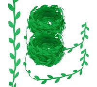 PATIKIL 22 Yards Green Leaf Ribbon, Leaves Trim Rope Artificial Leaf String for Christmas Wreath Making Gift Wrapping Wedding Decoration, Style 8