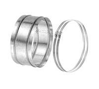 PATIKIL 220mm/8.7" Duct Connector, Galvanized Steel Duct Coupling Vent Coupler Dryer Pipe Coupling Hose Extension Connector with Duct Clamps for HVAC Exhaust Fan Vent Systems, 4" Long