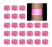 PATIKIL 22cm Reflective Bands, 24pcs Reflective Arm Bands Straps Wrist Reflective Running Gear Safety Reflective Straps Bracelets High Visibility for Night Walking Bicycle, Pink