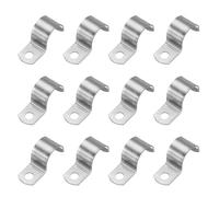 PATIKIL 22mm Rigid Pipe Strap, 12 Pcs 304 Stainless Steel Conduit Clamp 1 Hole Thicken U Bracket Pipe Clamp Tube Strap for Pipe Cable Wire Fixing, (7/8")