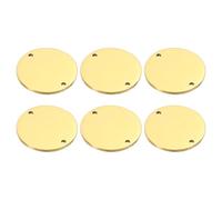 PATIKIL 22mm Steel Disc, 6Pcs Metal Stamping Blanks Tags Circle Round Pendants Metal Plate Connection Stainless Steel with 2 Holes for Laser Engraving Stamping Craft Name Tag, Golden