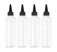PATIKIL 230 Ml/8 oz Plastic Squeeze Bottles with Black Top Cap, 4 Pcs Graduated Round Dispensing Bottle Empty Pointed Bottle for Liquids, Crafts, Oils, Condiments, Transparent