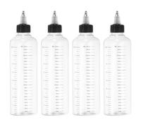 PATIKIL 230 Ml/8 oz Plastic Squeeze Bottles with Black Twist Cap, 4 Pcs Graduated Round Dispensing Bottle Empty Pointed Bottle for Liquids, Crafts, Oils, Condiments, Transparent