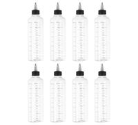 PATIKIL 230 Ml/8 oz Plastic Squeeze Bottles with Black Twist Cap, 8 Pcs Graduated Round Dispensing Bottle Empty Pointed Bottle for Liquids, Crafts, Oils, Condiments, Transparent