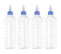 PATIKIL 230 Ml/8 oz Plastic Squeeze Bottles with Blue Twist Cap, 4 Pcs Graduated Round Dispensing Bottle Empty Pointed Bottle for Liquids, Crafts, Oils, Condiments, Transparent
